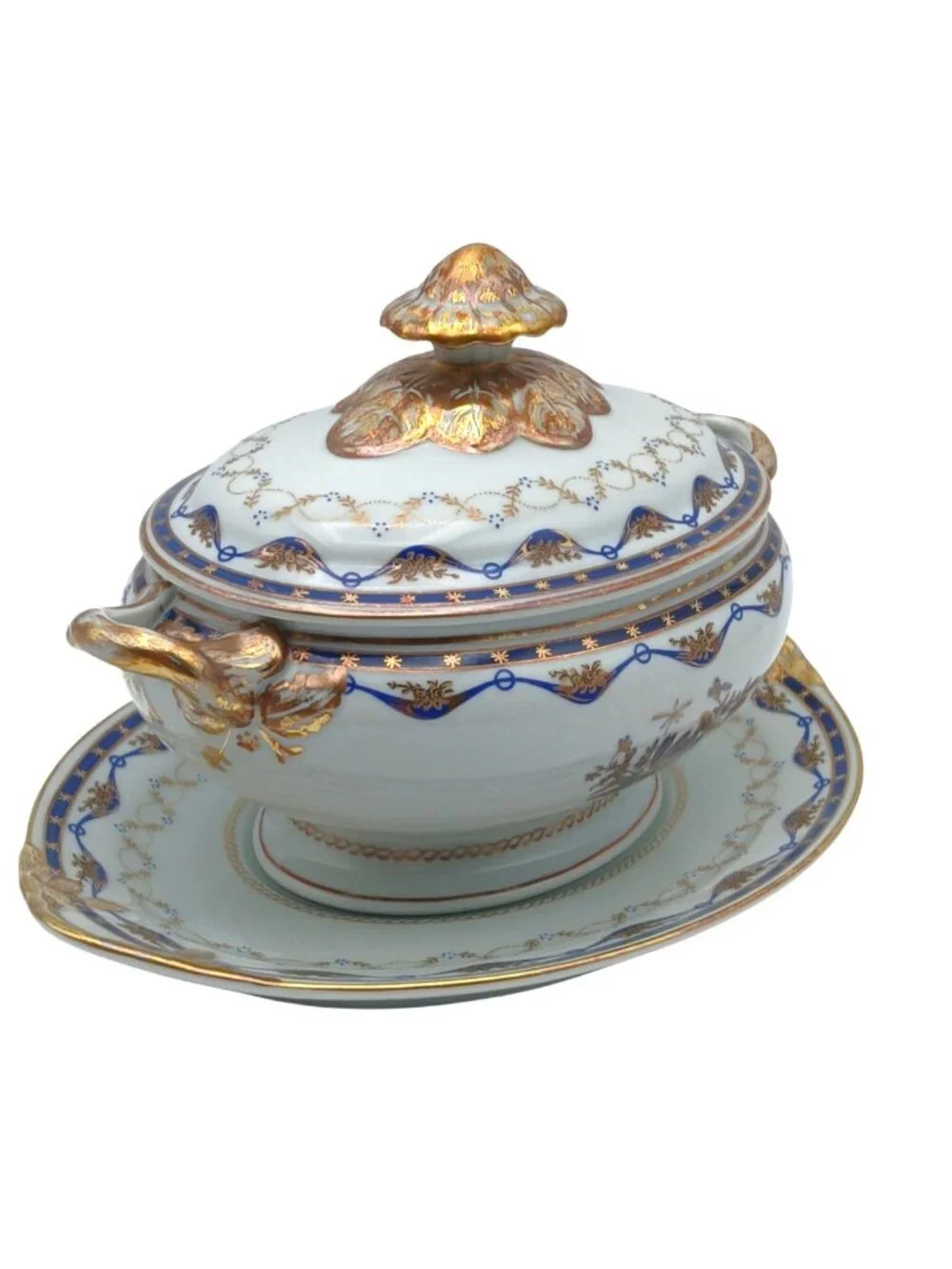 Vista Alegre Fontainebleau Covered Sauce Tureen & Underplate 22K Gold Portugal